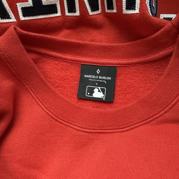 Marcelo Burlon x MLB Red Sox Mens Small Sweatshirt Pullover Crewneck Red County - Picture 2 of 9